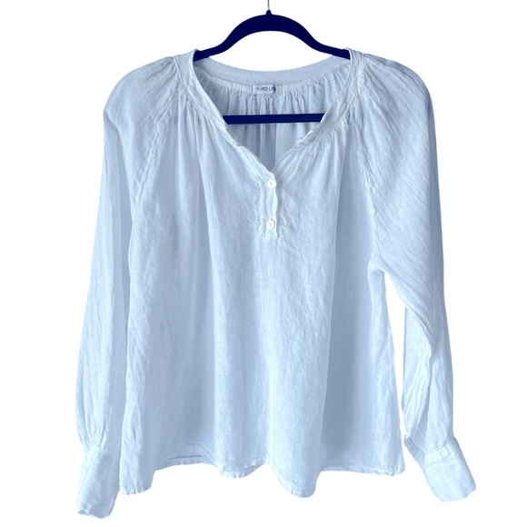 Puro Lino White Peasant Blouse Dolman Sleeve Top Made in Italy CottageCore M - Picture 3 of 10